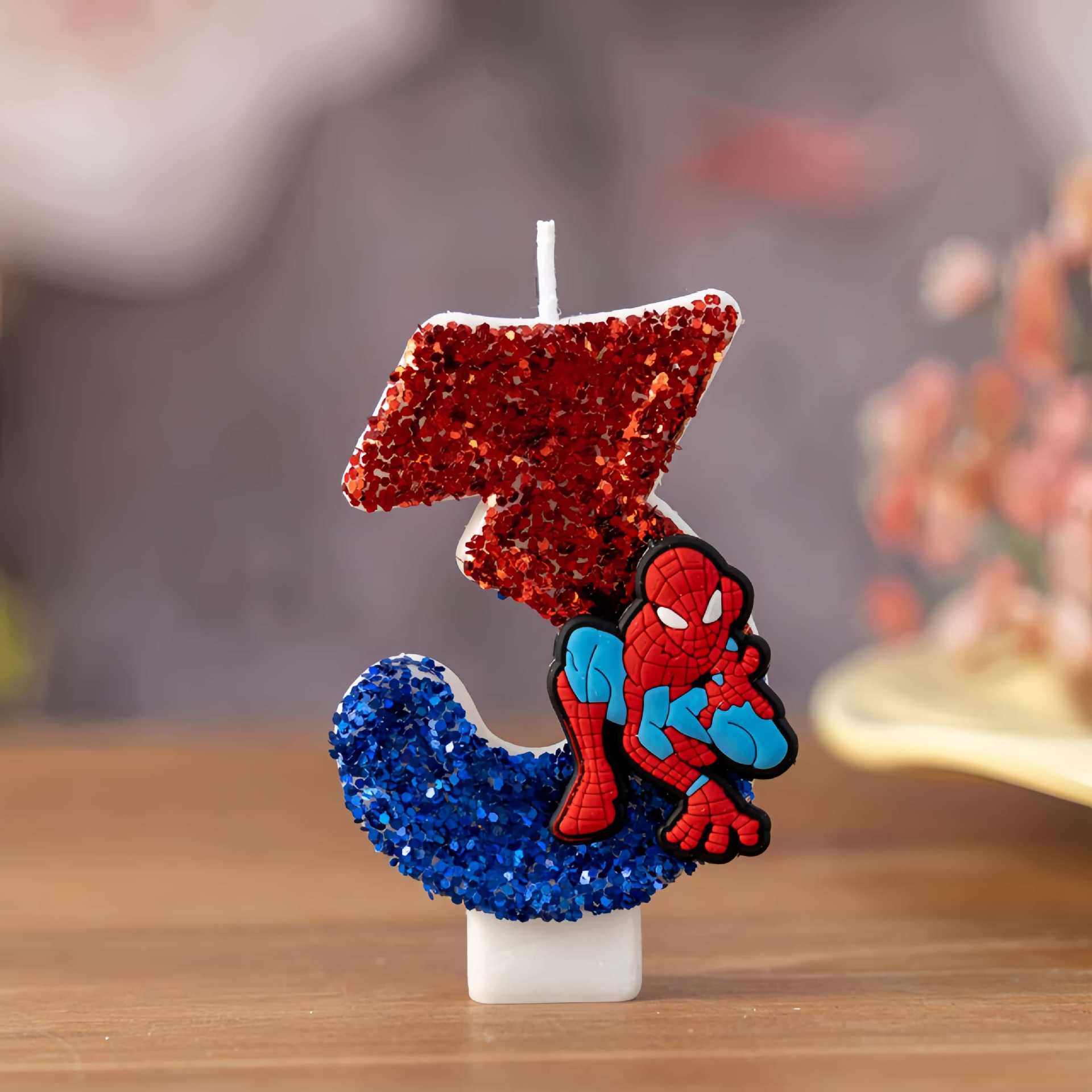 Holiday Candle Set - เทียนรูปตัวการ์ตูนซูเปอร์ฮีโร่สไปเดอร์แมน 0-9 ลายน่ารัก สำหรับตกแต่งเค้กวันเกิด ของขวัญงานปาร์ตี้สำหรับเด็ก