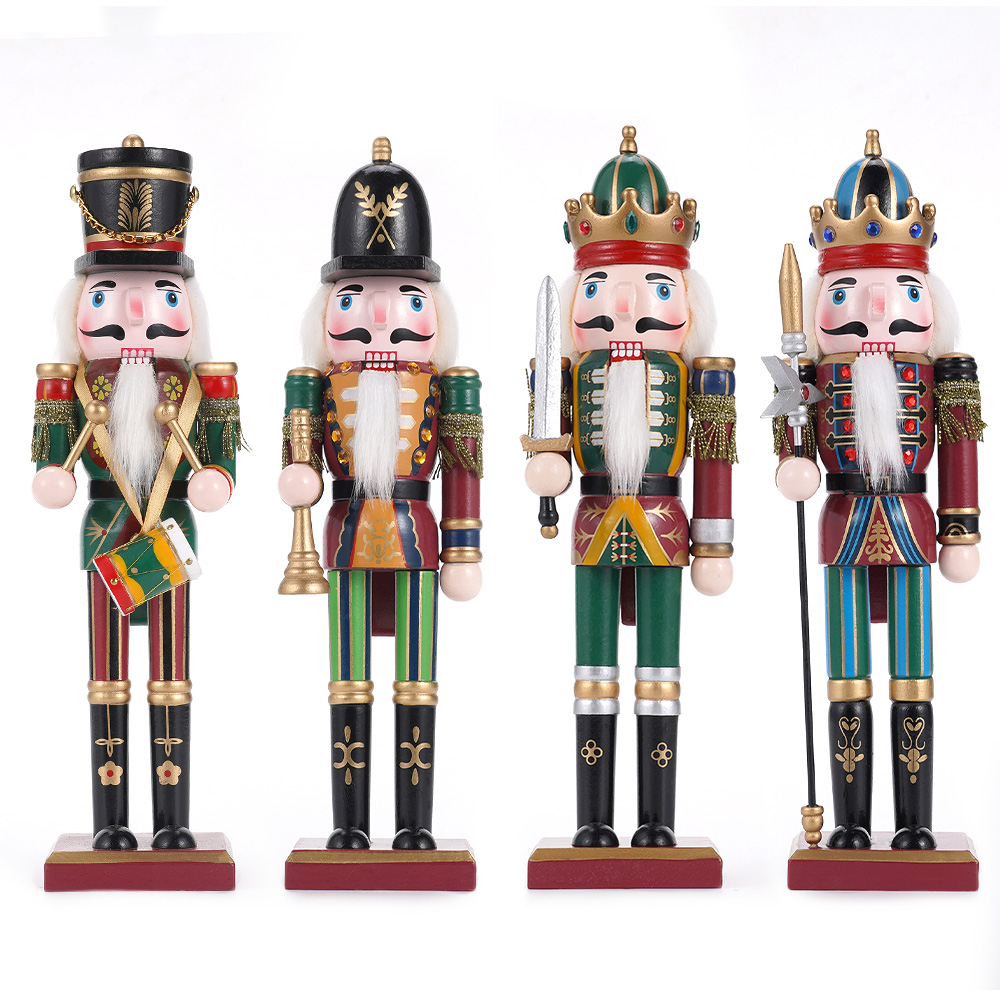 Nutcracker Figurine - 30cm นัทแครกเกอร์ไม้การตกแต่งคริสต์มาสตุ๊กตาทหารทำด้วยมือของเล่นสำนักงานบ้านของตกแต่งโต๊ะของขวัญเพื่อน