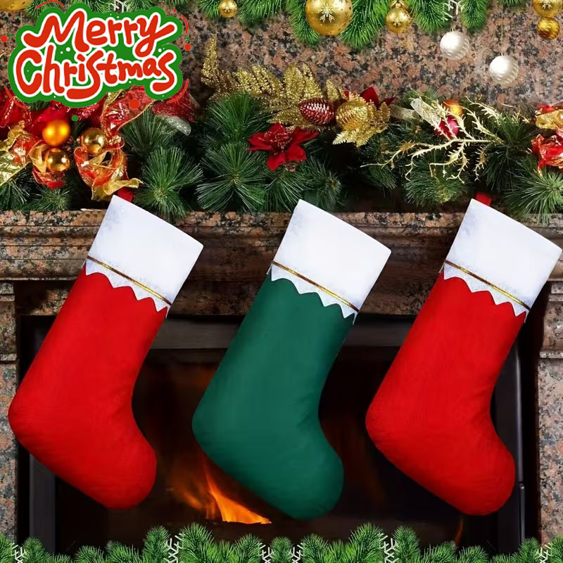 Christmas Stocking Hanging - ชุดถุงเท้าคริสต์มาส 12-24 ชิ้น สำหรับตกแต่งต้นคริสต์มาส หิ้ง บันได