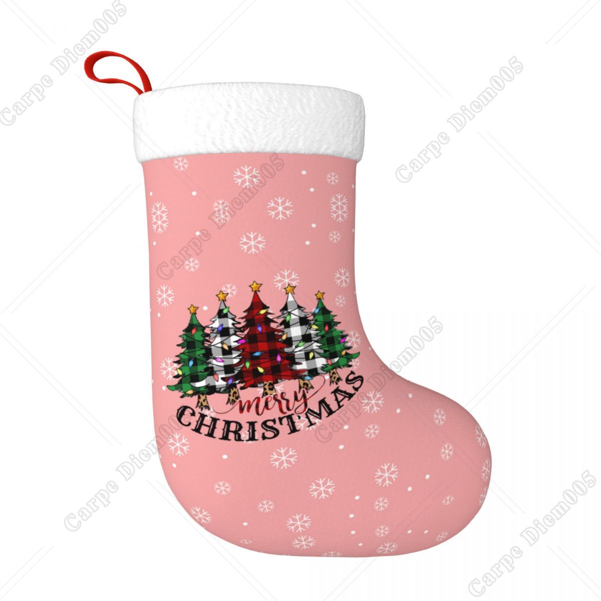 เกล็ดหิมะสีชมพูต้นคริสต์มาสถุง - Christmas Stocking Hanging บทวิจารณ์และราคา