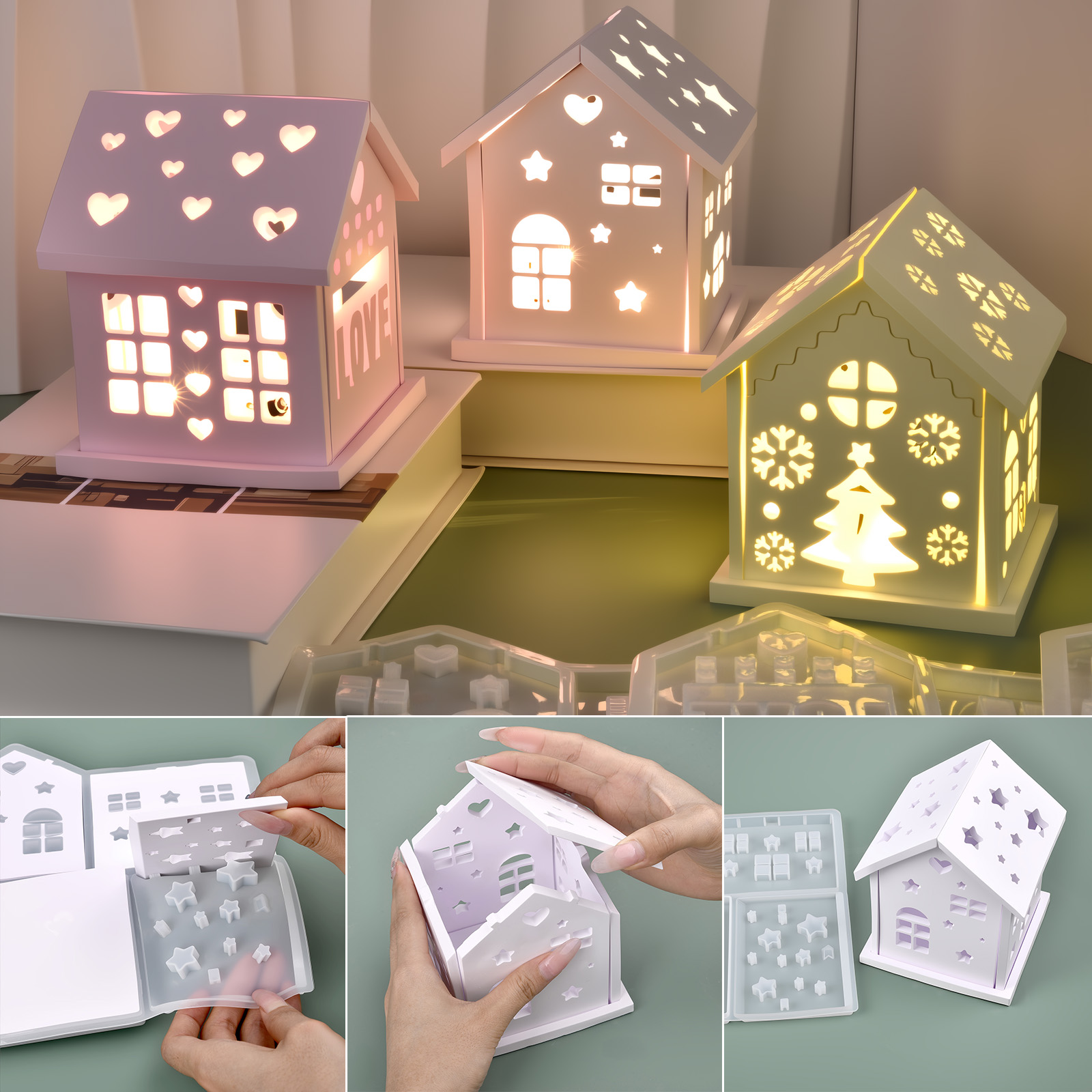 3D House แม่พิมพ์ซิลิโคน DIY C - Holiday Candle Set บทวิจารณ์และราคา