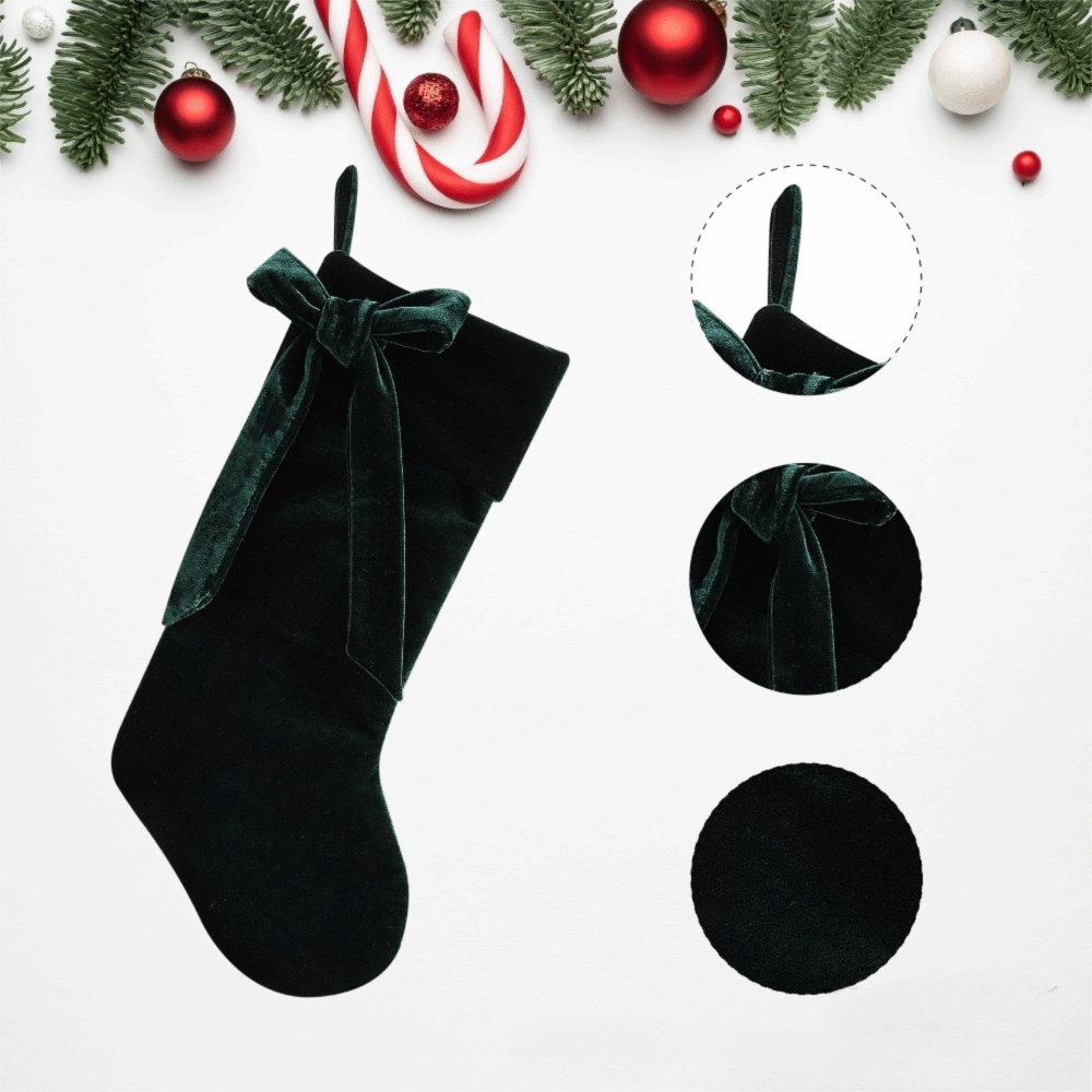 ถุงเท้าคริสต์มาสกำมะหยี่สีพื้น - Christmas Stocking Hanging บทวิจารณ์และราคา